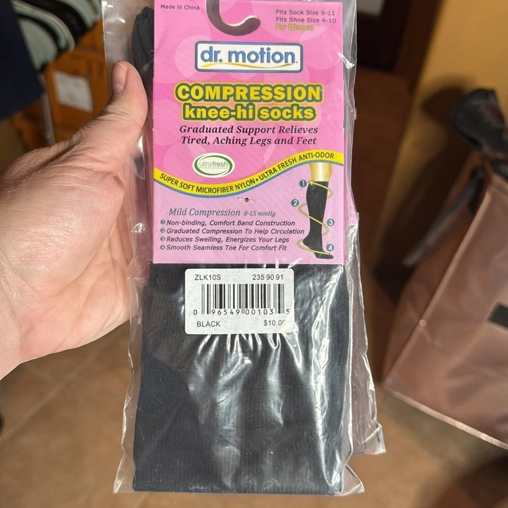 Dr. Motion Compression Black & Brown Knee-High Socks 2 Pairs